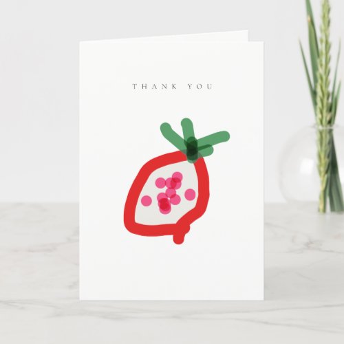 Modern Kids Hand Drawn Dragon Fruit Baby Shower Thank You Card