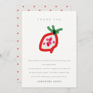 Modern Kids Hand Drawn Dragon Fruit Baby Shower Thank You Card