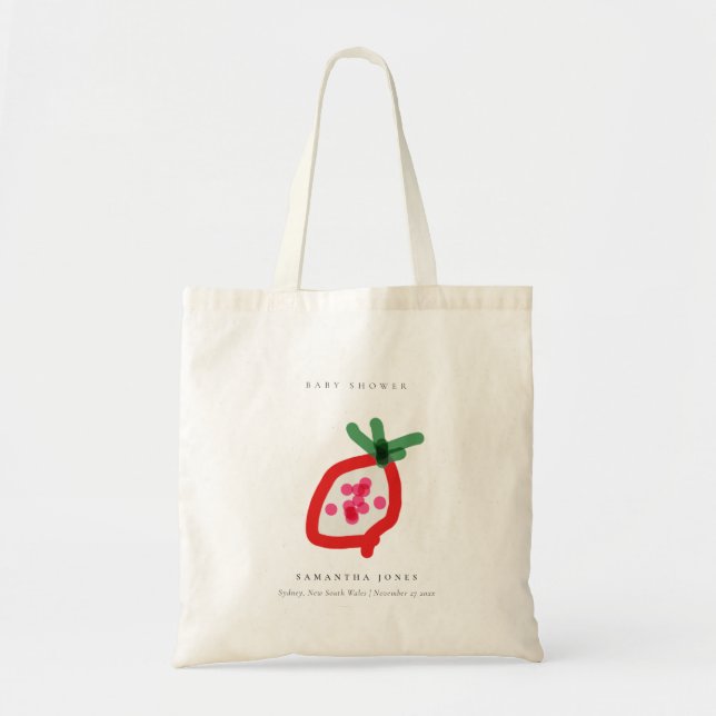 Modern Kids Hand Drawn Dragon Fruit Baby Shower Tote Bag (Front)