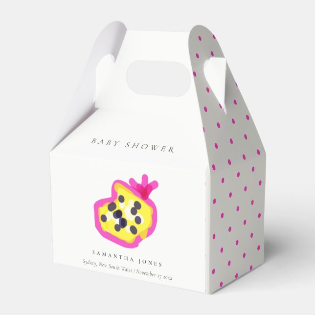 Modern Kids Hand Drawn Passion Fruit Baby Shower Favor Boxes (Front Side)