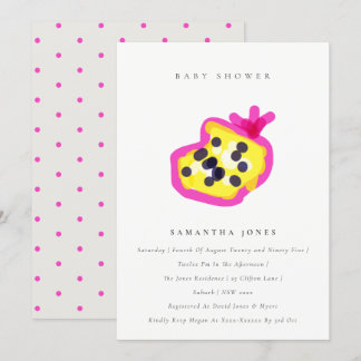 Modern Kids Hand Drawn Passion Fruit Baby Shower Invitation
