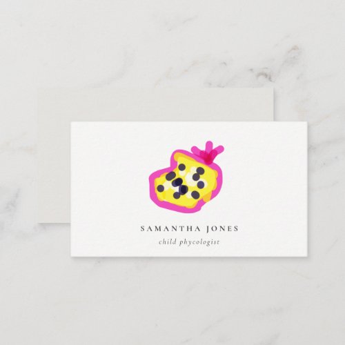 Modern Kids Hand Drawn Passion Fruit Yellow Pink Business Card