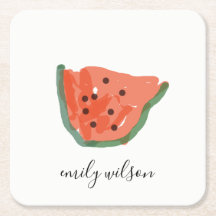 Modern Kids Hand Drawn Red Green Watermelon Fruit