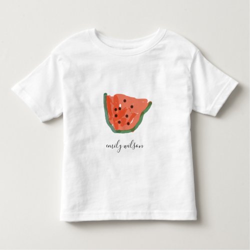 Modern Kids Hand Drawn Red Green Watermelon Fruit Toddler T_shirt