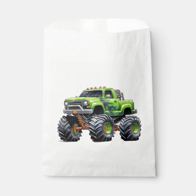  Modern Kids Monster Truck Birthday Party Favor Bag (Front)