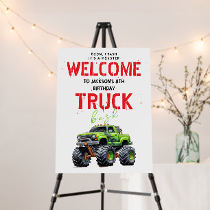 Modern Kids Monster Truck Birthday Party Foam Board