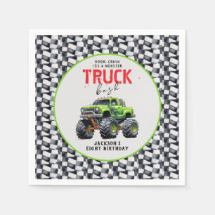 Modern Kids Monster Truck Birthday Party Napkins