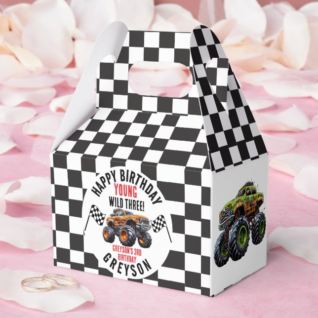 Modern Kids Monster Trucks Birthday Party Favor Boxes (Wedding)