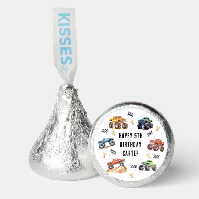 Modern Kids Monster Trucks Birthday Party Hershey®'s Kisses® (Front)