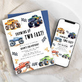 Modern Photo | Kids Monster Trucks Birthday Party Invitation