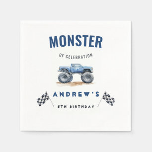 Modern Kids Monster Trucks Birthday Party Napkins