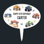 Modern Kids Monster Trucks Birthday Party Oval Cake Topper<br><div class="desc">Drive your little party-goer's birthday to the next level with our Monster Car Trucks cake topper. Colorful,  adorable,  and designed with a dazzling modern typography script,  this topper adds a fun and exciting spin to the celebration. Hop in and join the fun with these endearing monster car trucks!</div>