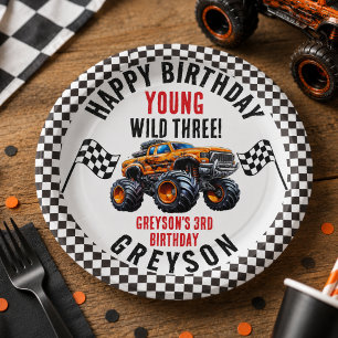 Modern Kids Monster Trucks Birthday Party Paper Plates