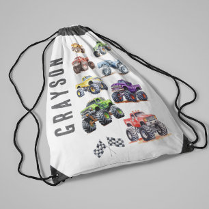 Modern Kids Monster Trucks Drawstring Bag