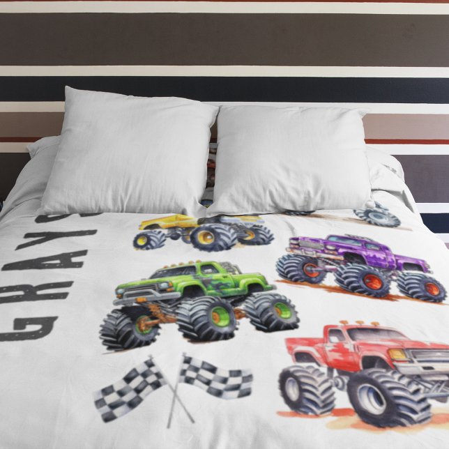Modern Kids Monster Trucks Duvet Cover (Creator Uploaded)