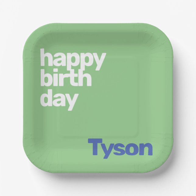 Modern Kids Paper Plate – Custom Happy Birthday (Front)