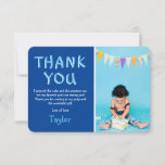 Modern Kids Photo Birthday | Blue Thank You Card<br><div class="desc">Send an extra special thank you card to your guests, thanking them for attending your party and gratitude for their gifts. Featuring your favorite photo from your birthday/christening/baby shower/party with playful text that reads "THANK YOU" and "i enjoyed the cake and the presents too, but my favorite part was seeing...</div>