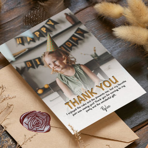 Modern Kids Photo Birthday Thank You Card