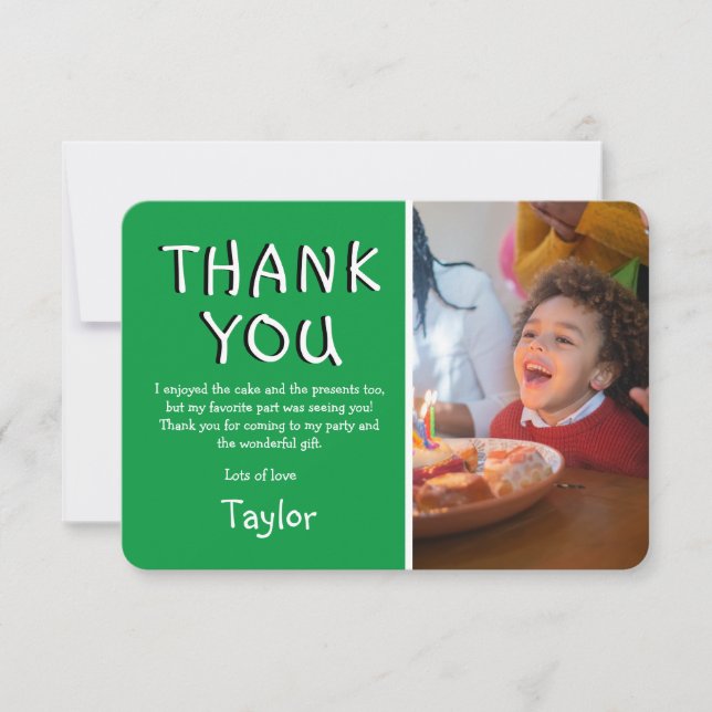 Modern Kids Photo Birthday | Thank You Card (Front)