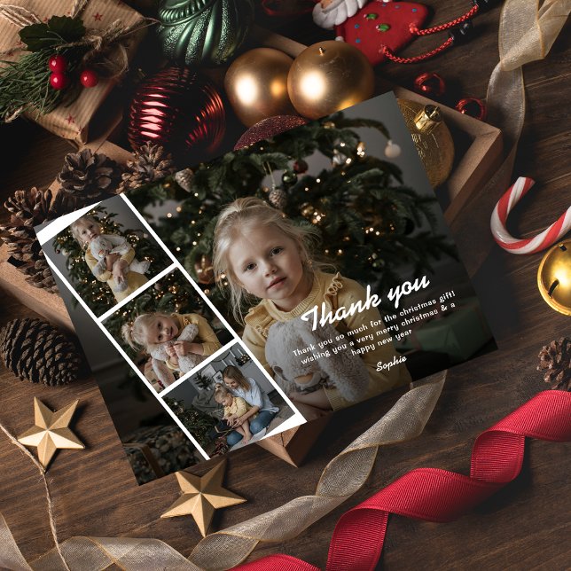Modern Kids Photo Christmas Holiday Thank You Postcard (Creator Uploaded)
