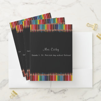 Modern Kids Photo Colorful Rainbow Crayon Colors Pocket Folder