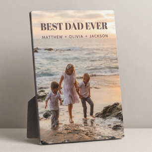 Modern Kids Photo Names Personalized Best Dad Ever Plaque