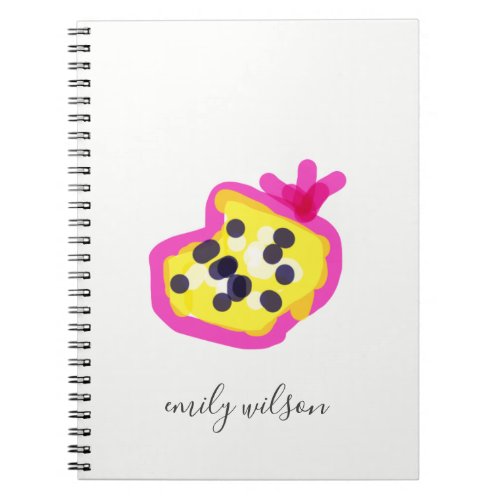 Modern Kids Pink Yellow Hand Drawn Passion Fruit Notebook