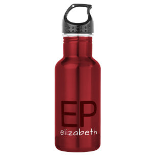 Modern Kids Red White Personalized Small  Stainless Steel Water Bottle