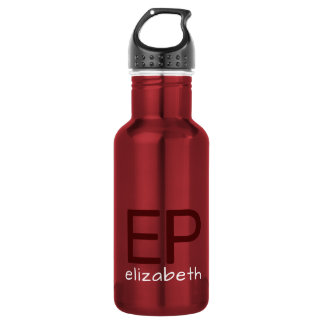 Modern Kids Red White Personalized Small  Stainless Steel Water Bottle