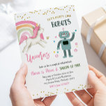 Modern Kid's Robots and Unicorn Siblings Birthday Invitation<br><div class="desc">Modern Kid's Robots and Unicorn Siblings Birthday Invitation</div>