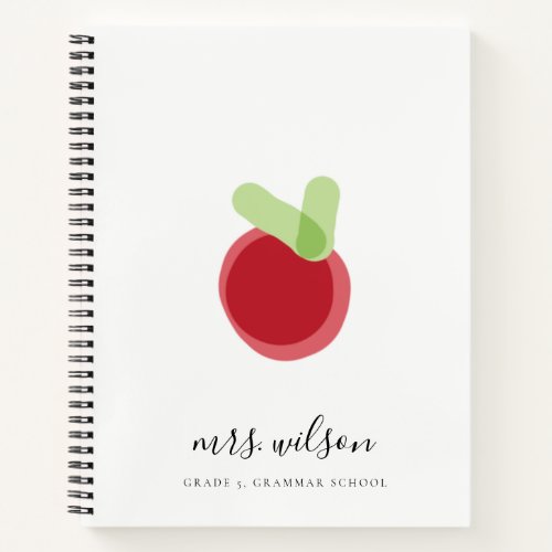 Modern Kids School Teacher Hand Drawn Apple  Noteb Notebook