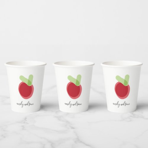 Modern Kids School Teacher Hand Drawn Apple Paper Cups