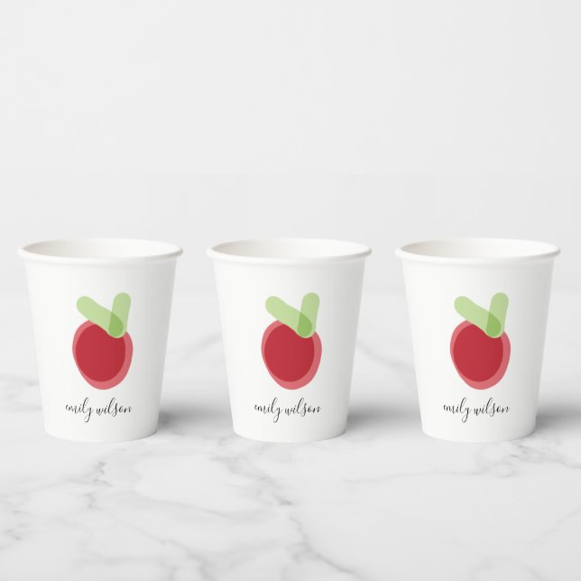 Modern Kids School Teacher Hand Drawn Apple Paper Cups (Multi)