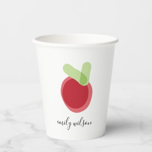 Modern Kids School Teacher Hand Drawn Apple Paper Cups | Zazzle