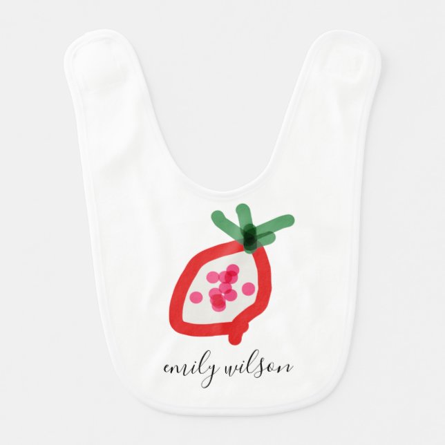 Modern Kids School Teacher Hand Drawn Dragon Fruit Baby Bib (Front)