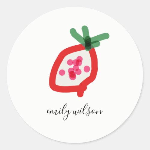 Modern Kids School Teacher Hand Drawn Dragon Fruit Classic Round Sticker