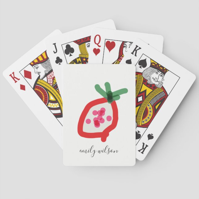 Modern Kids School Teacher Hand Drawn Dragon Fruit Poker Cards (Back)