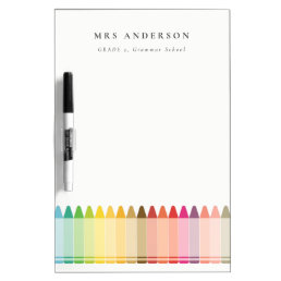 Modern Kids Teacher Colorful Rainbow Crayon Colors Dry Erase Board