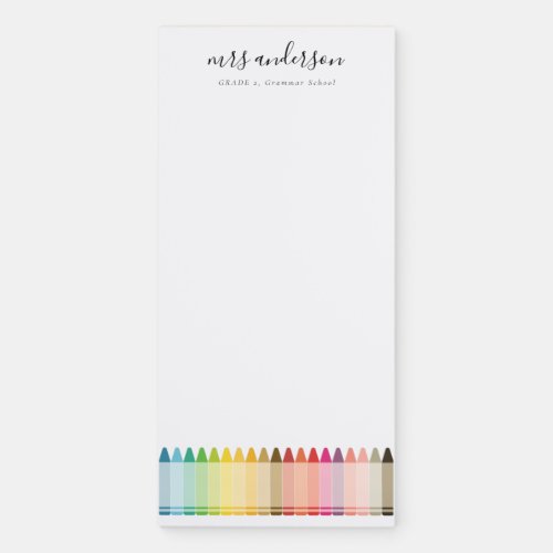 Modern Kids Teacher Colorful Rainbow Crayon Colors Magnetic Notepad