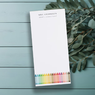 Modern Kids Teacher Colorful Rainbow Crayon Colors Magnetic Notepad
