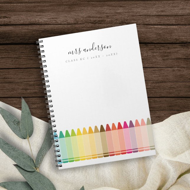 Modern Kids Teacher Colorful Rainbow Crayon Colors Notebook (Creator Uploaded)