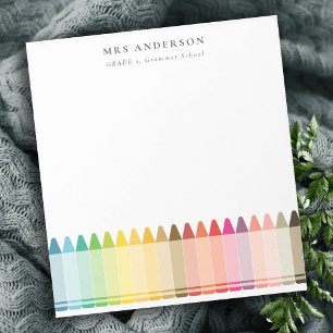Modern Kids Teacher Colorful Rainbow Crayon Colors Notepad