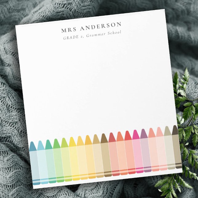 Modern Kids Teacher Colorful Rainbow Crayon Colors Notepad (Creator Uploaded)