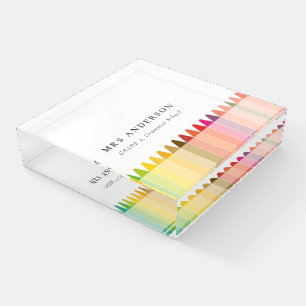 Modern Kids Teacher Colorful Rainbow Crayon Colors Paperweight