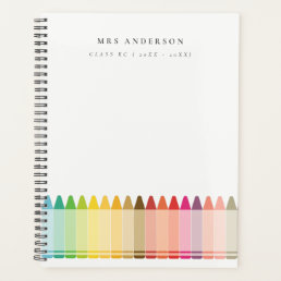 Modern Kids Teacher Colorful Rainbow Crayon Colors Planner