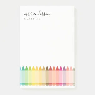 Modern Kids Teacher Colorful Rainbow Crayon Colors Post-it Notes