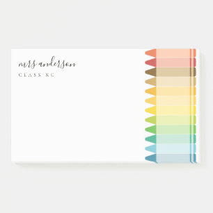 Modern Kids Teacher Colorful Rainbow Crayon Colors Post-it Notes