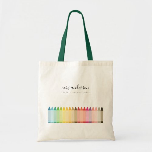 Modern Kids Teacher Colorful Rainbow Crayon Colors Tote Bag