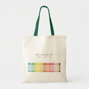 Modern Kids Teacher Colorful Rainbow Crayon Colors Tote Bag