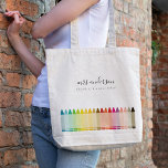 Modern Kids Teacher Colorful Rainbow Crayon Colors Tote Bag at Zazzle